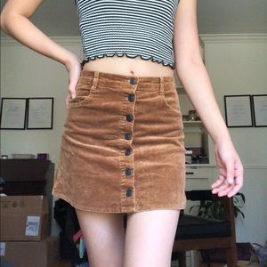 Brandy Melville brown corduroy mini skirt